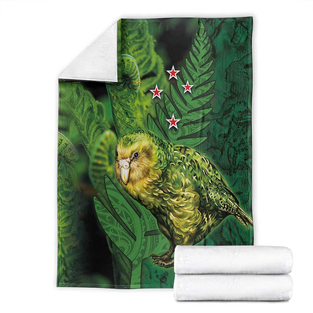 New Zealand Kkp Blanket Silver Fern with Close up of Green Fern Leaves and Maori Tattoo LT03 - Polynesian Pride