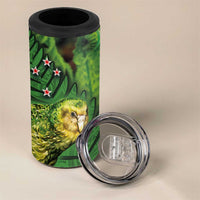 New Zealand Kkp 4 in 1 Can Cooler Tumbler Silver Fern with Close up of Green Fern Leaves and Maori Tattoo LT03 - Polynesian Pride