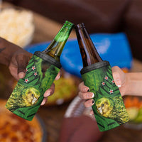New Zealand Kkp 4 in 1 Can Cooler Tumbler Silver Fern with Close up of Green Fern Leaves and Maori Tattoo LT03 - Polynesian Pride