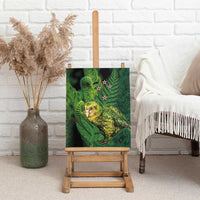 New Zealand Kkp Canvas Wall Art Silver Fern with Close up of Green Fern Leaves and Maori Tattoo LT03 - Polynesian Pride