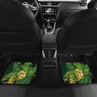 New Zealand Kkp Car Mats Silver Fern with Close up of Green Fern Leaves and Maori Tattoo LT03 Set 2pcs - Back Green - Polynesian Pride