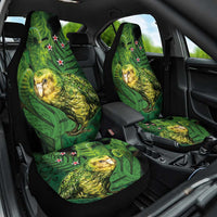 New Zealand Kkp Car Seat Cover Silver Fern with Close up of Green Fern Leaves and Maori Tattoo LT03 One Size Green - Polynesian Pride