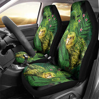 New Zealand Kkp Car Seat Cover Silver Fern with Close up of Green Fern Leaves and Maori Tattoo LT03 - Polynesian Pride