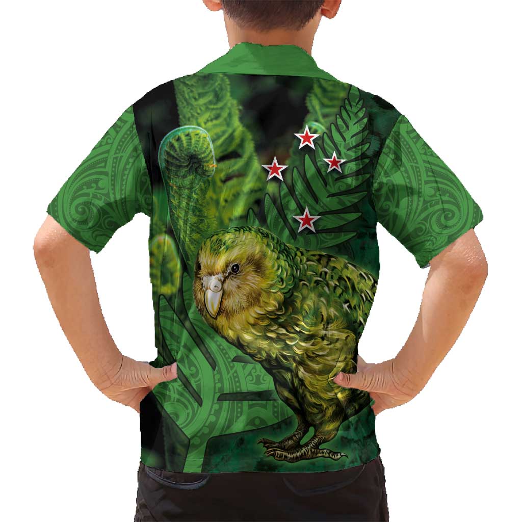 New Zealand Kkp Family Matching Puletasi and Hawaiian Shirt Silver Fern with Close up of Green Fern Leaves and Maori Tattoo LT03 - Polynesian Pride