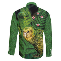 New Zealand Kkp Family Matching Summer Maxi Dress and Hawaiian Shirt Silver Fern with Close up of Green Fern Leaves and Maori Tattoo LT03 - Polynesian Pride