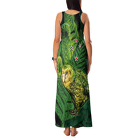New Zealand Kkp Family Matching Tank Maxi Dress and Hawaiian Shirt Silver Fern with Close up of Green Fern Leaves and Maori Tattoo LT03 - Polynesian Pride