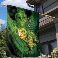 New Zealand Kkp Garden Flag Silver Fern with Close up of Green Fern Leaves and Maori Tattoo LT03 - Polynesian Pride