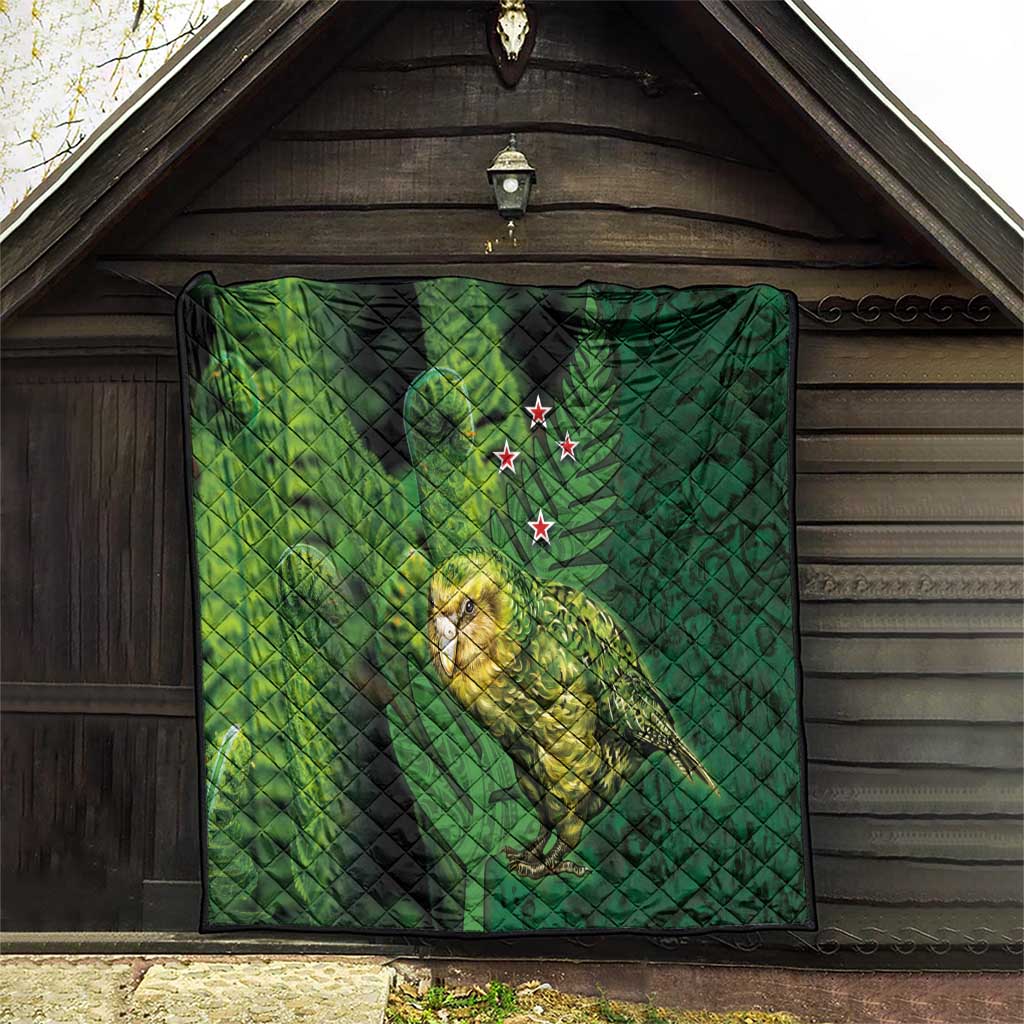 New Zealand Kkp Quilt Silver Fern with Close up of Green Fern Leaves and Maori Tattoo LT03 - Polynesian Pride
