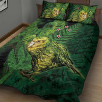 New Zealand Kkp Quilt Bed Set Silver Fern with Close up of Green Fern Leaves and Maori Tattoo LT03 - Polynesian Pride
