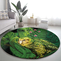 New Zealand Kkp Round Carpet Silver Fern with Close up of Green Fern Leaves and Maori Tattoo LT03 - Polynesian Pride