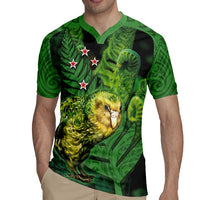 New Zealand Kkp Rugby Jersey Silver Fern with Close up of Green Fern Leaves and Maori Tattoo LT03 - Polynesian Pride