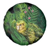 New Zealand Kkp Spare Tire Cover Silver Fern with Close up of Green Fern Leaves and Maori Tattoo LT03 - Polynesian Pride