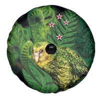 New Zealand Kkp Spare Tire Cover Silver Fern with Close up of Green Fern Leaves and Maori Tattoo LT03 - Polynesian Pride