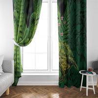 New Zealand Kkp Window Curtain Silver Fern with Close up of Green Fern Leaves and Maori Tattoo LT03 - Polynesian Pride