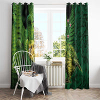 New Zealand Kkp Window Curtain Silver Fern with Close up of Green Fern Leaves and Maori Tattoo LT03 - Polynesian Pride