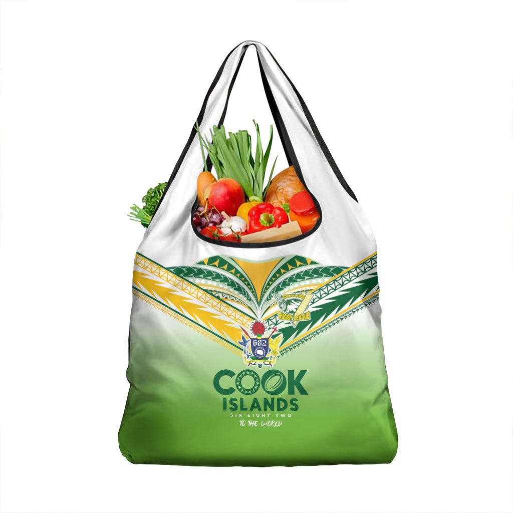 Cook Islands Rugby Grocery Bag Six Eight Two to The World - Tatau Tribal Motif