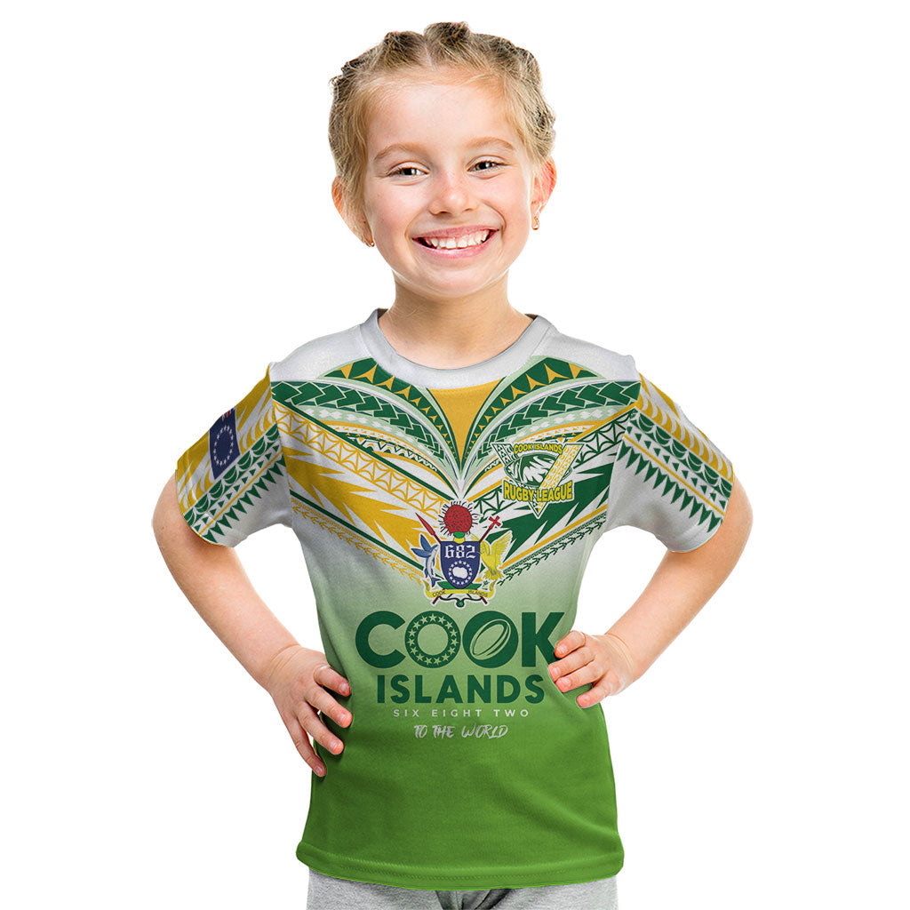 Cook Islands Rugby Kid T Shirt Six Eight Two to The World - Tatau Tribal Motif LT03 Multicolor - Polynesian Pride