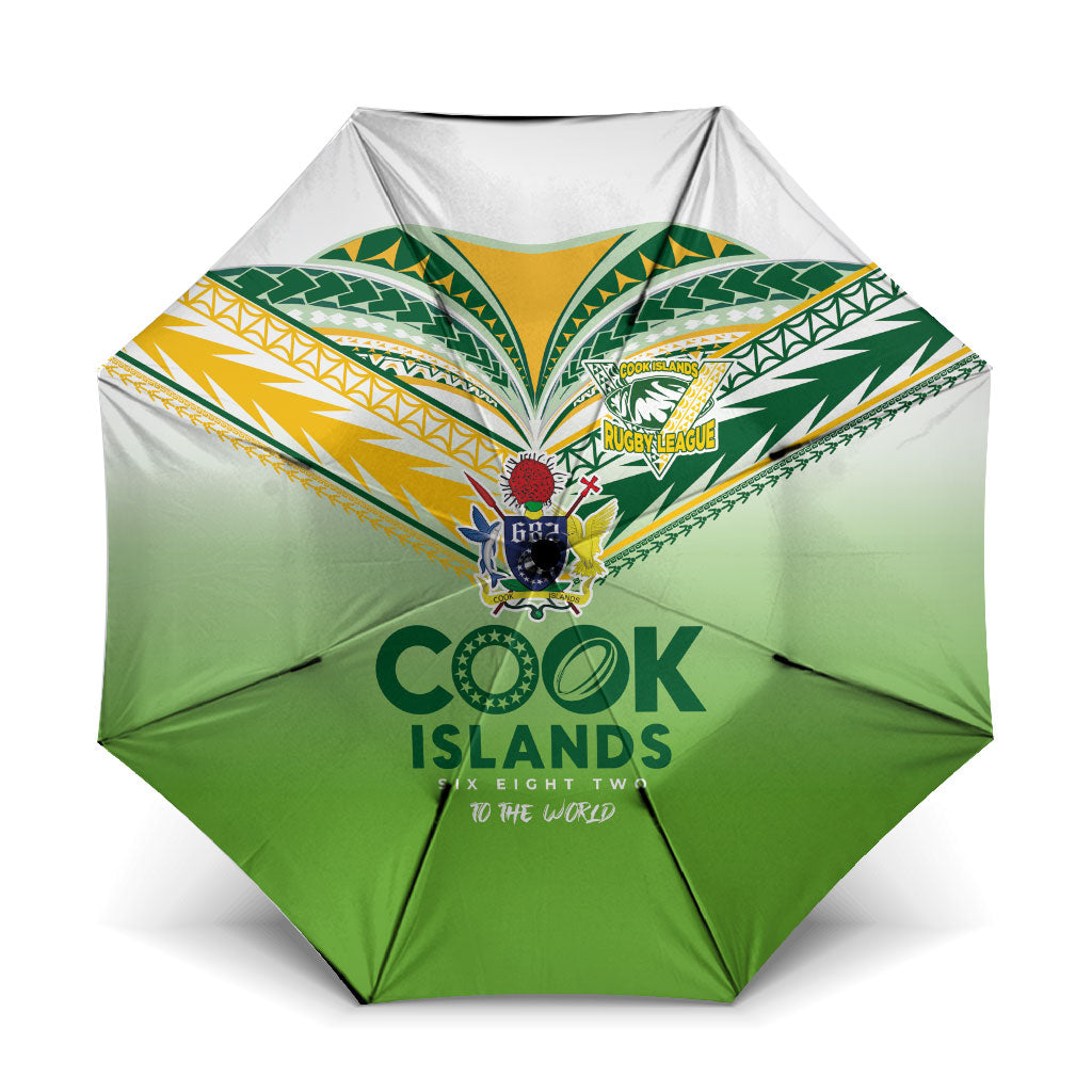 Cook Islands Rugby Umbrella Six Eight Two to The World - Tatau Tribal Motif LT03 One Size Folded 11.42 inch Opened Diameter 37.4 inch Multicolor - Polynesian Pride