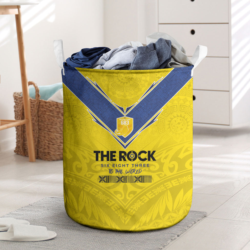 Niue Rugby Laundry Basket Six Eight Three to The World - Hiapo Tribal Motif