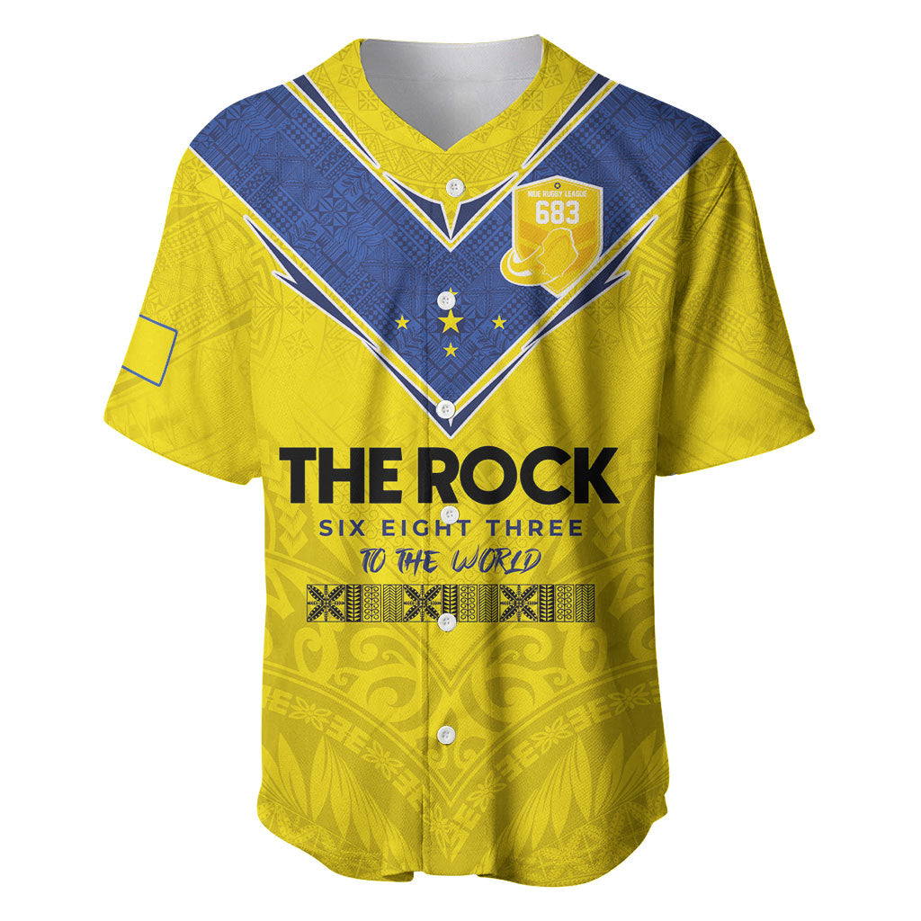 Niue Rugby Custom Baseball Jersey Six Eight Three to The World - Hiapo Tribal Motif LT03 Multicolor - Polynesian Pride