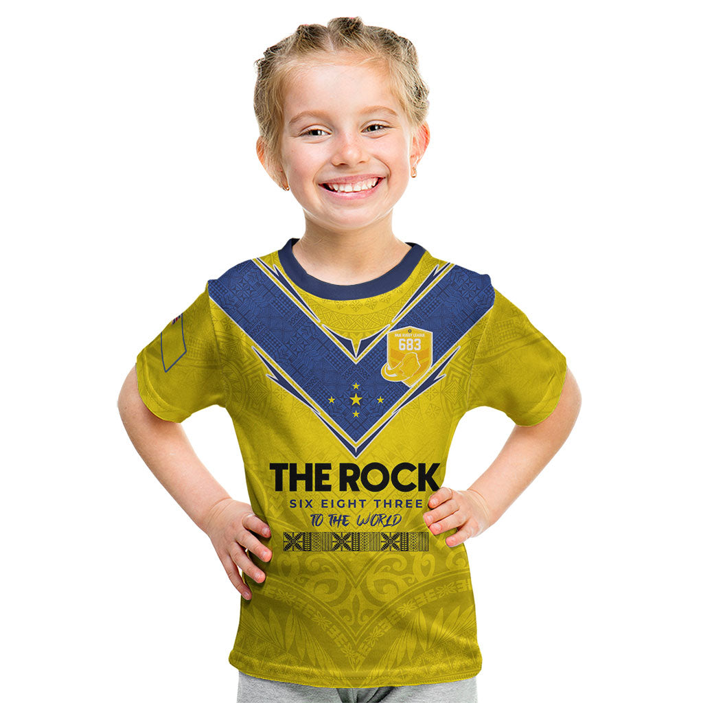Niue Rugby Custom Kid T Shirt Six Eight Three to The World - Hiapo Tribal Motif LT03 Multicolor - Polynesian Pride