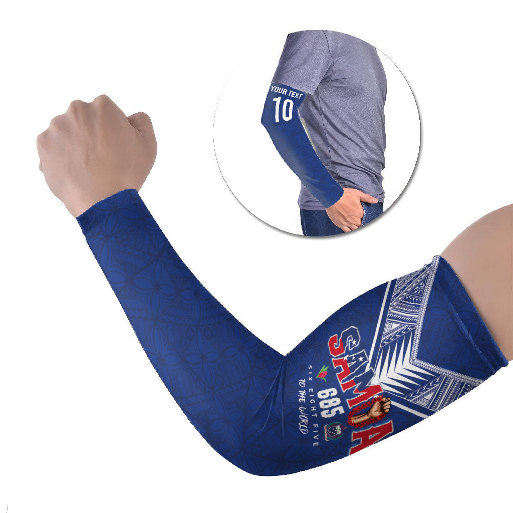Samoa Rugby Custom Arm Sleeves Six Eight Five to The World - Pacific Motif LT03 Set of 2 Multicolor - Polynesian Pride