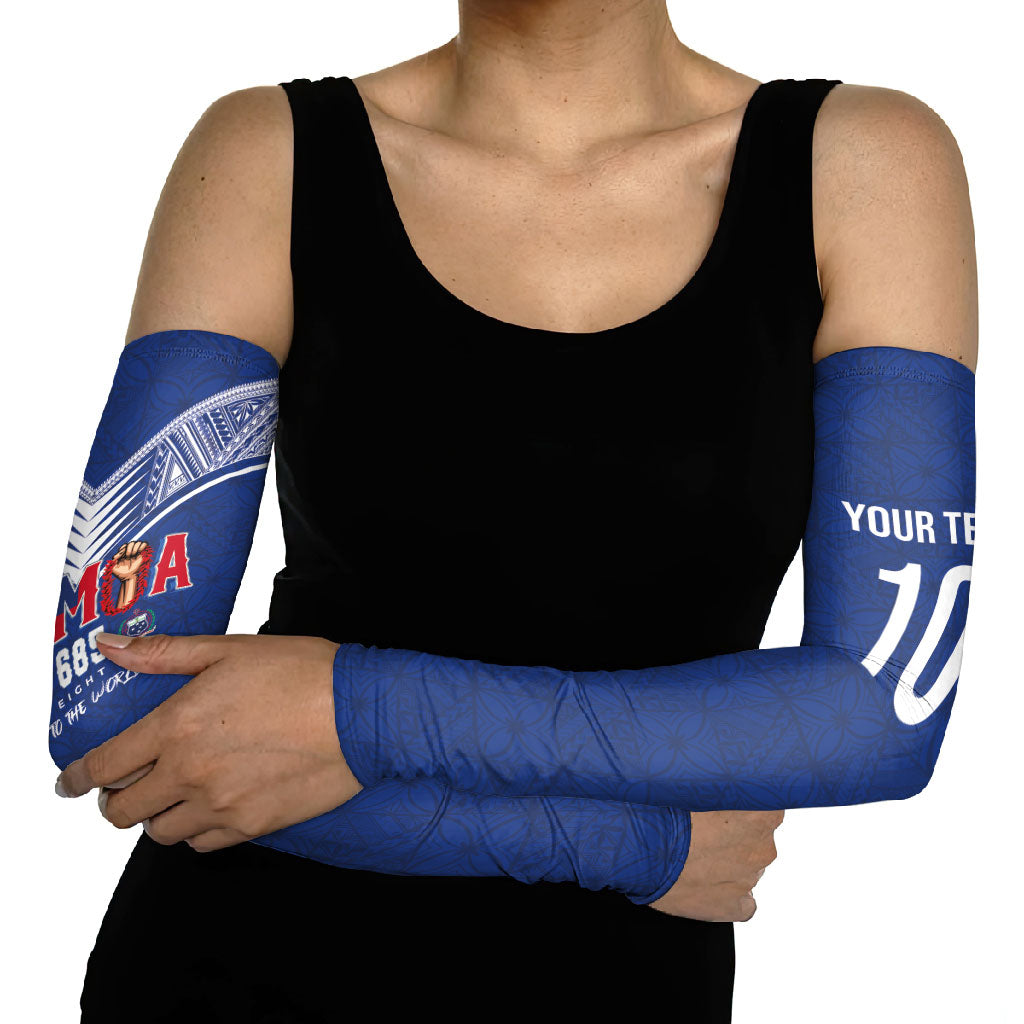 Samoa Rugby Custom Arm Sleeves Six Eight Five to The World - Pacific Motif LT03 - Polynesian Pride
