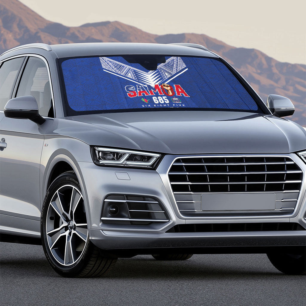 Samoa Rugby Auto Sun Shade Six Eight Five to The World - Pacific Motif LT03 - Polynesian Pride