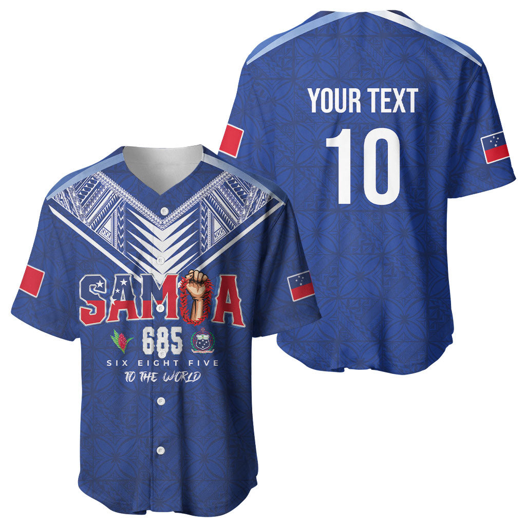 Samoa Rugby Custom Baseball Jersey Six Eight Five to The World - Pacific Motif LT03 - Polynesian Pride