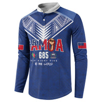 Samoa Rugby Custom Button Sweatshirt Six Eight Five to The World - Pacific Motif