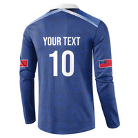 Samoa Rugby Custom Button Sweatshirt Six Eight Five to The World - Pacific Motif