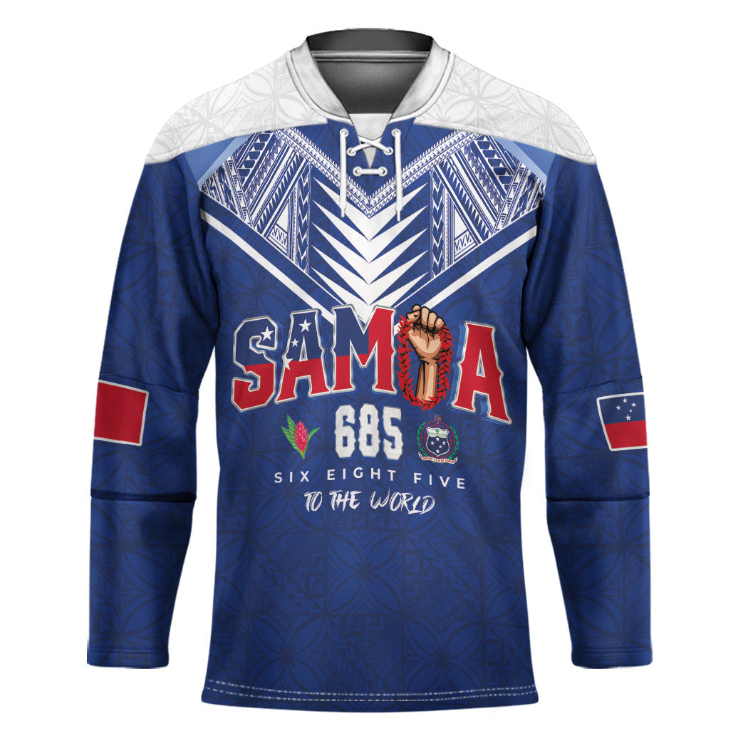 Samoa Rugby Custom Hockey Jersey Six Eight Five to The World - Pacific Motif LT03 Unisex Multicolor - Polynesian Pride