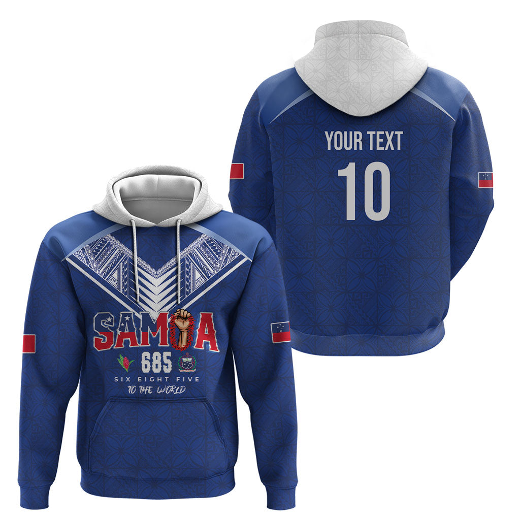Samoa Rugby Custom Hoodie Six Eight Five to The World - Pacific Motif LT03 - Polynesian Pride