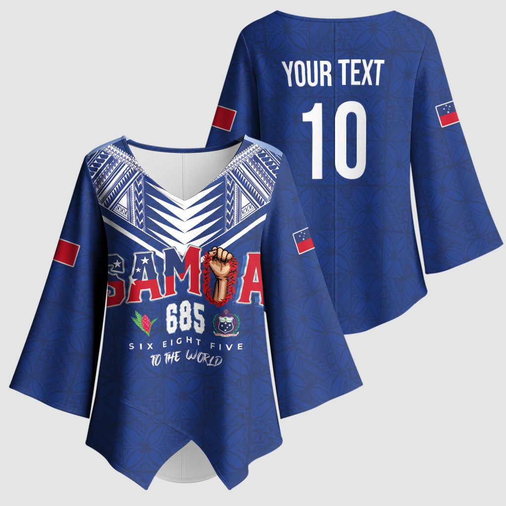 Samoa Rugby Custom Kimono Sleeve Blouse Six Eight Five to The World - Pacific Motif LT03 - Polynesian Pride