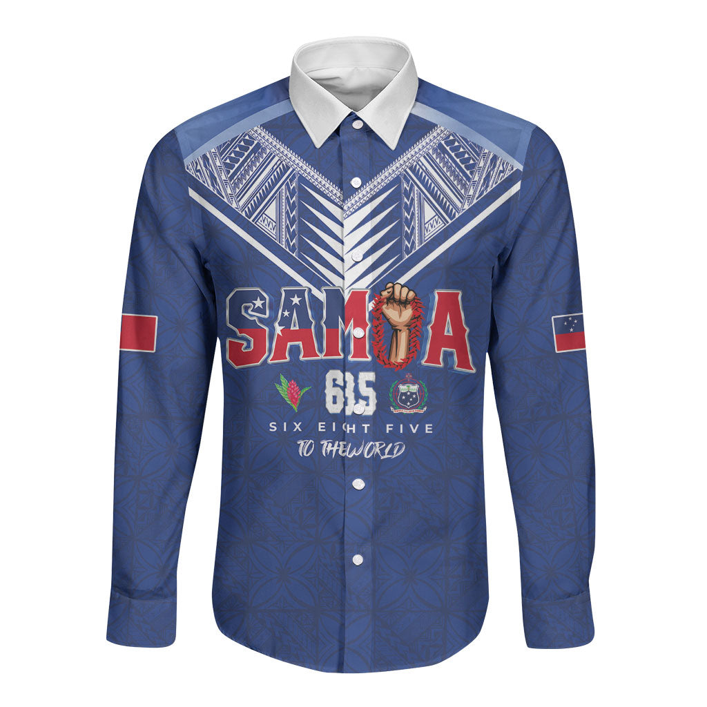 Samoa Rugby Custom Long Sleeve Button Shirt Six Eight Five to The World - Pacific Motif LT03 Unisex Multicolor - Polynesian Pride