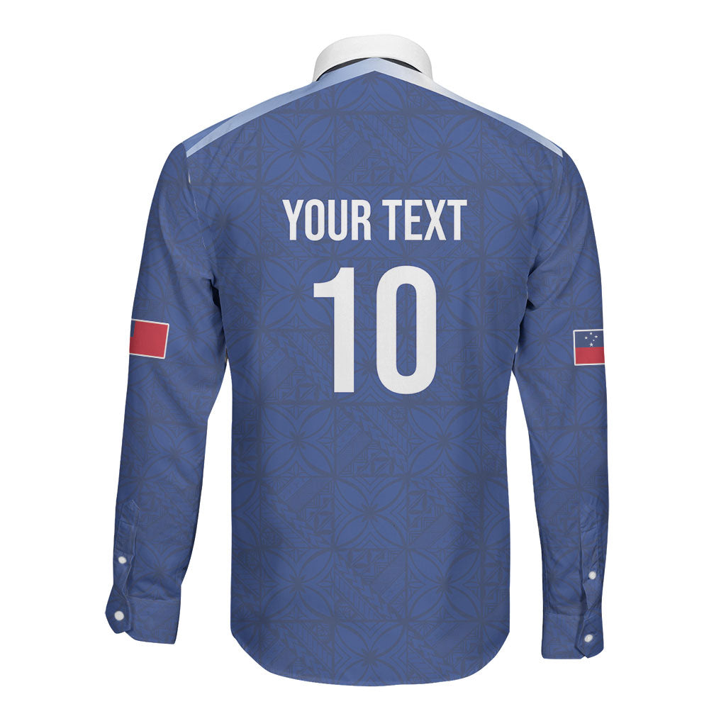 Samoa Rugby Custom Long Sleeve Button Shirt Six Eight Five to The World - Pacific Motif LT03 - Polynesian Pride