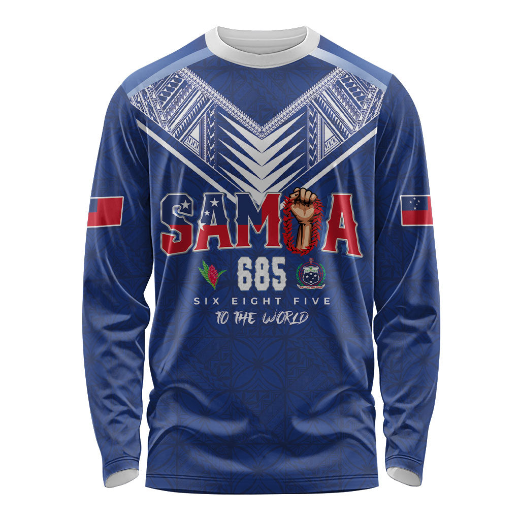 Samoa Rugby Custom Long Sleeve Shirt Six Eight Five to The World - Pacific Motif LT03 Unisex Multicolor - Polynesian Pride