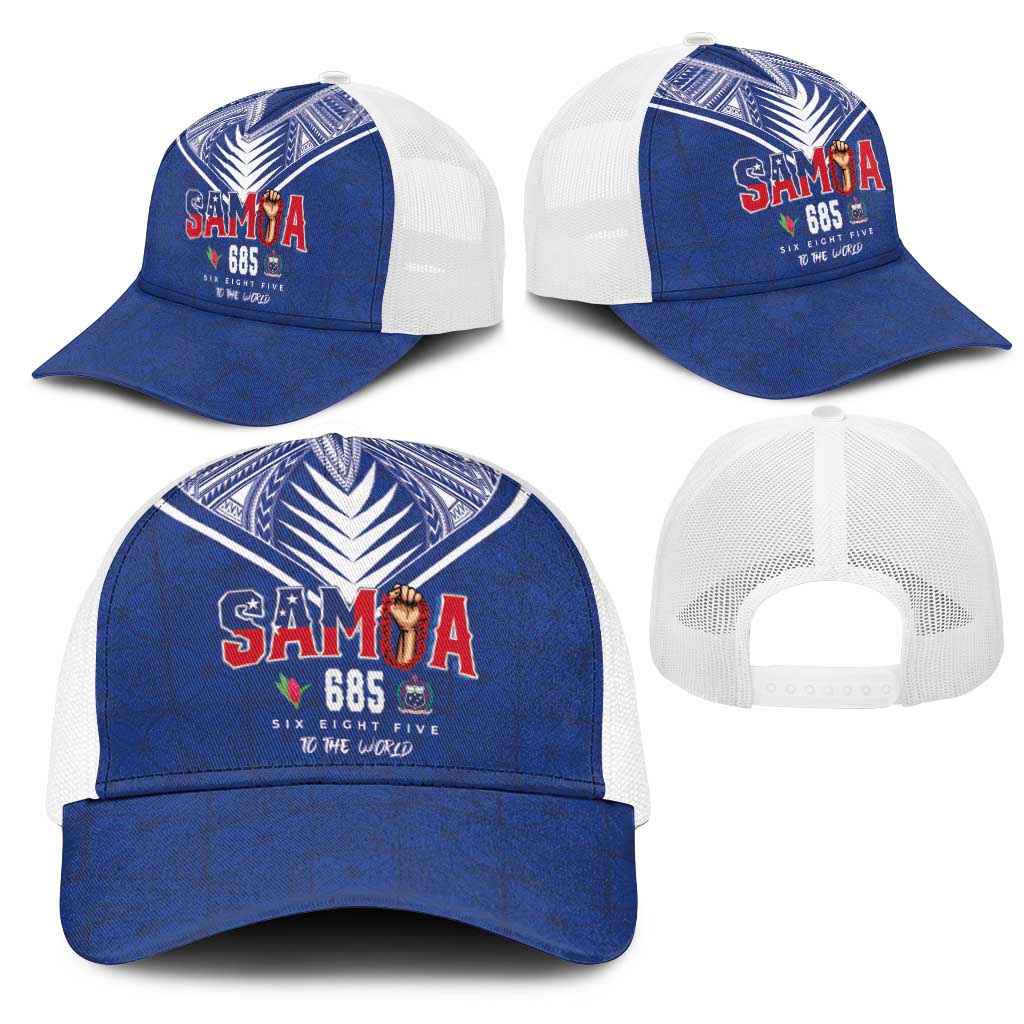 Samoa Rugby Mesh Trucker Cap Six Eight Five to The World - Pacific Motif LT03 - Polynesian Pride