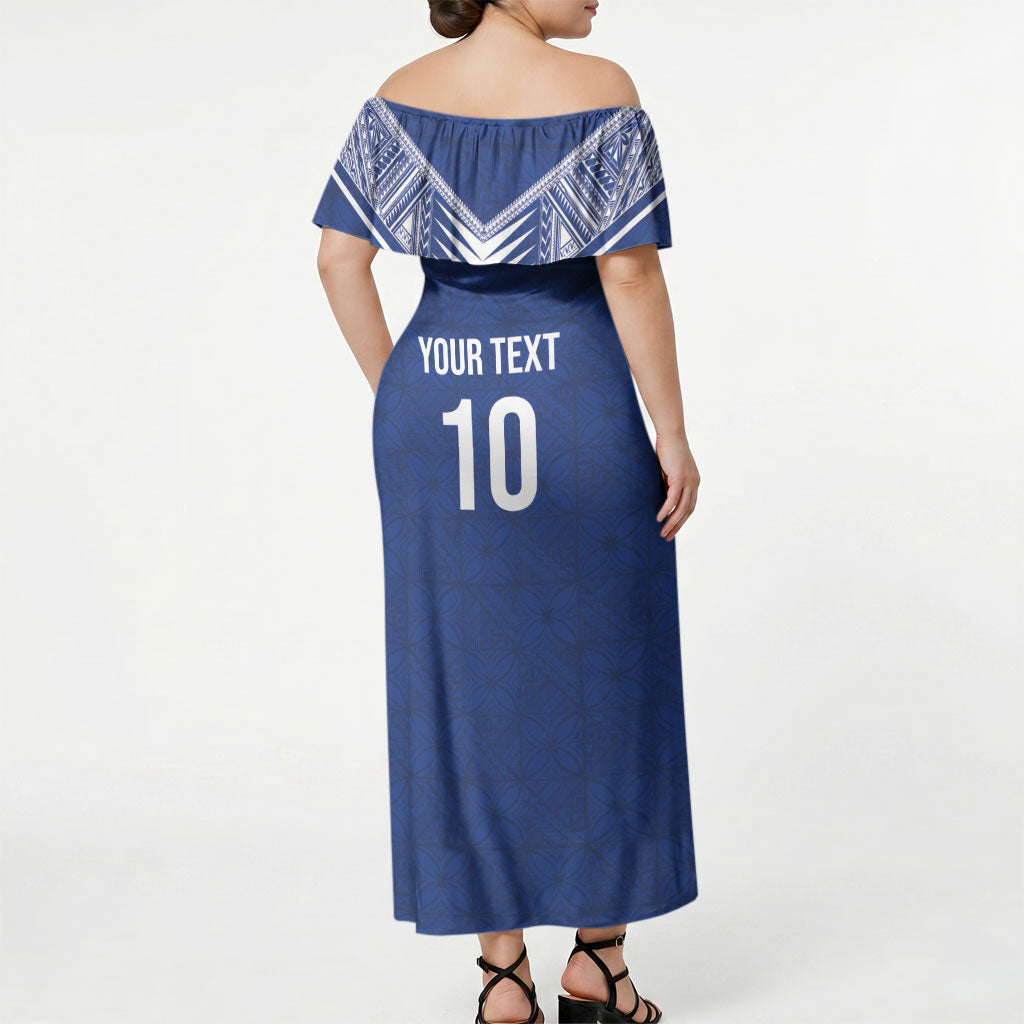 Samoa Rugby Custom Off Shoulder Maxi Dress Six Eight Five to The World - Pacific Motif LT03 - Polynesian Pride