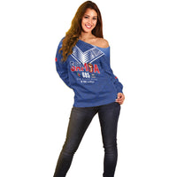 Samoa Rugby Custom Off Shoulder Sweater Six Eight Five to The World - Pacific Motif LT03 - Polynesian Pride