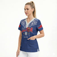 Samoa Rugby Custom Scrub Top Six Eight Five to The World - Pacific Motif LT03 - Polynesian Pride