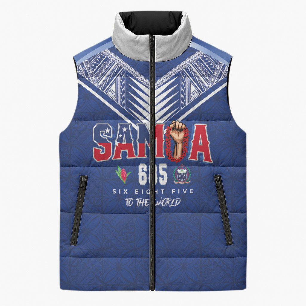 Samoa Rugby Custom Sleeveless Puffer Jacket Six Eight Five to The World - Pacific Motif LT03 Unisex Multicolor - Polynesian Pride