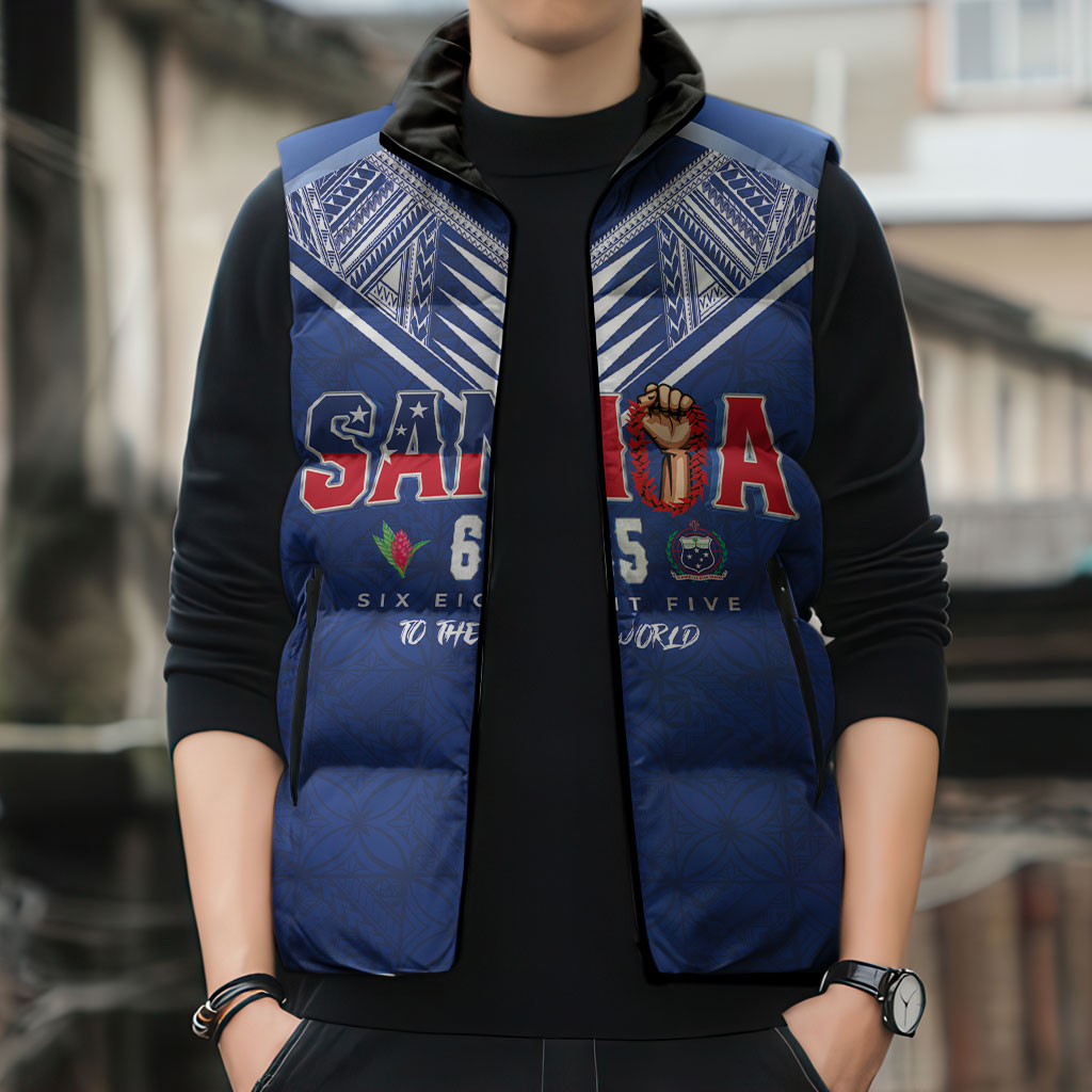 Samoa Rugby Custom Sleeveless Puffer Jacket Six Eight Five to The World - Pacific Motif LT03 - Polynesian Pride