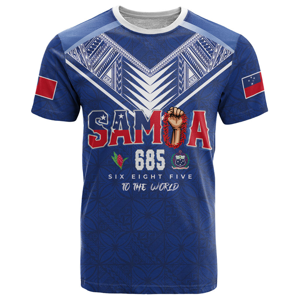 Samoa Rugby Custom T Shirt Six Eight Five to The World - Pacific Motif LT03 Multicolor - Polynesian Pride
