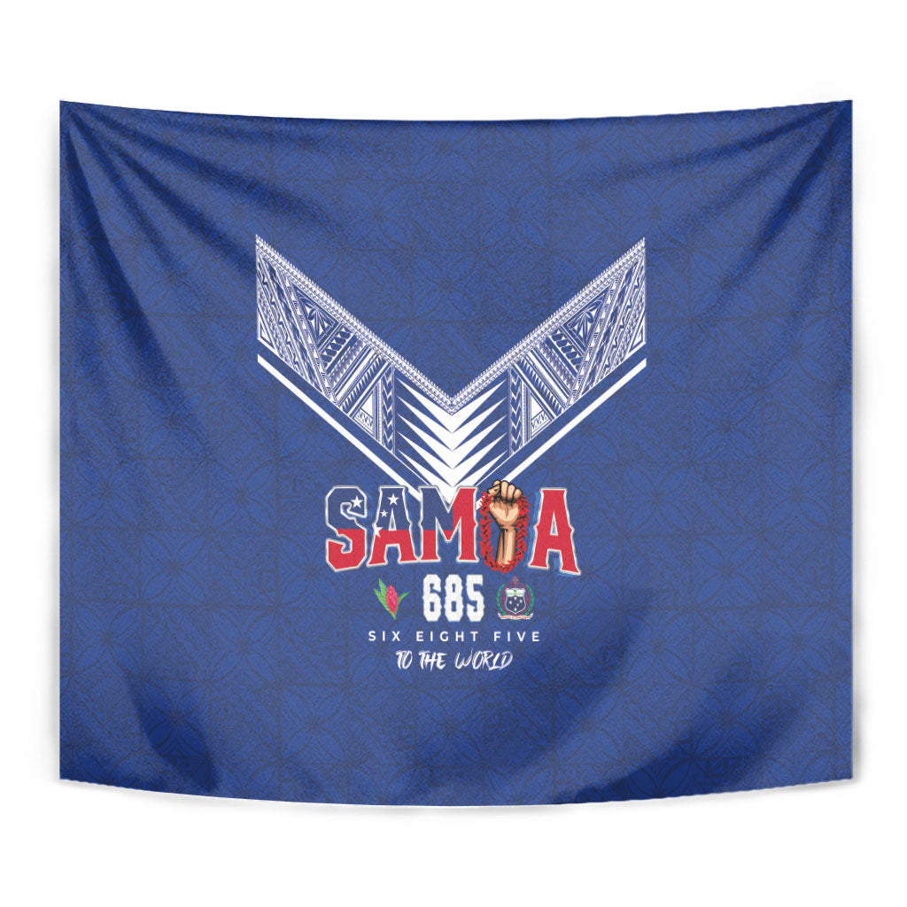 Samoa Rugby Tapestry Six Eight Five to The World - Pacific Motif