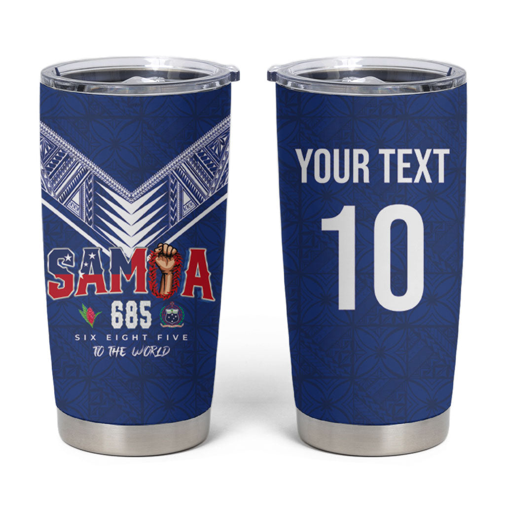 Samoa Rugby Custom Tumbler Cup Six Eight Five to The World - Pacific Motif LT03 Multicolor - Polynesian Pride