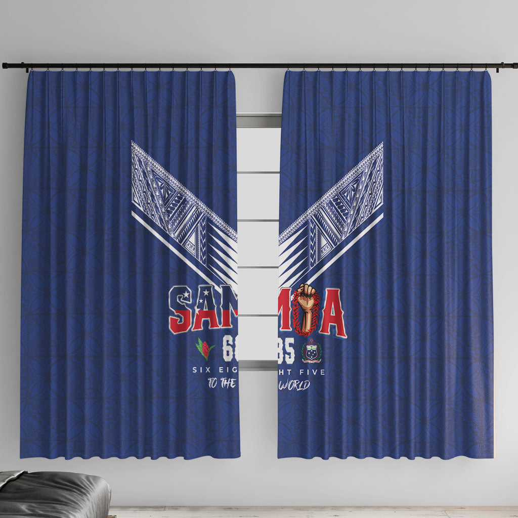 Samoa Rugby Window Curtain Six Eight Five to The World - Pacific Motif LT03 With Hooks Multicolor - Polynesian Pride