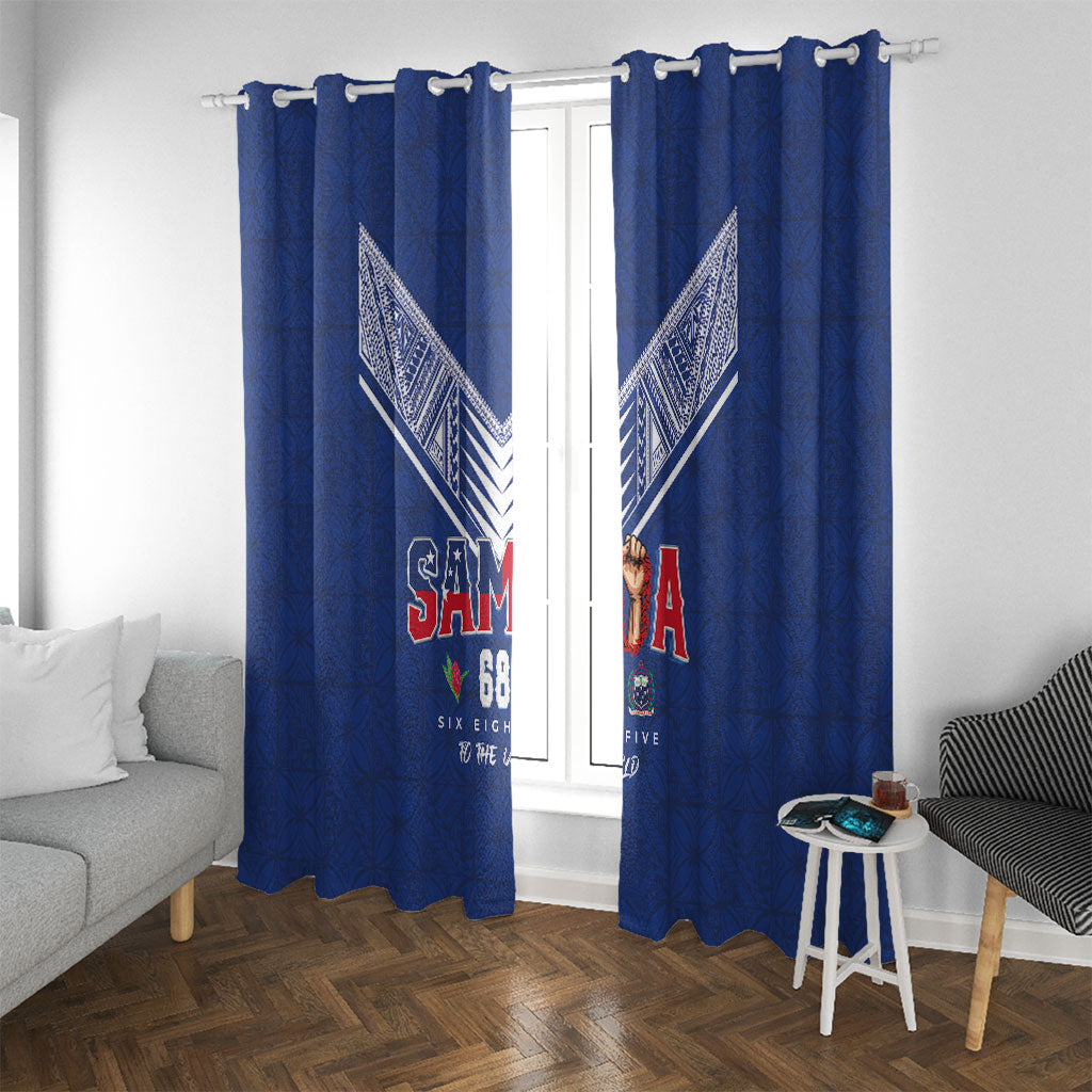Samoa Rugby Window Curtain Six Eight Five to The World - Pacific Motif LT03 With Grommets Multicolor - Polynesian Pride