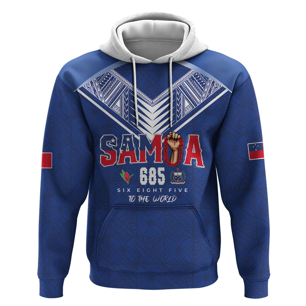 Samoa Rugby Custom Zip Hoodie Six Eight Five to The World - Pacific Motif LT03 Pullover Hoodie Multicolor - Polynesian Pride
