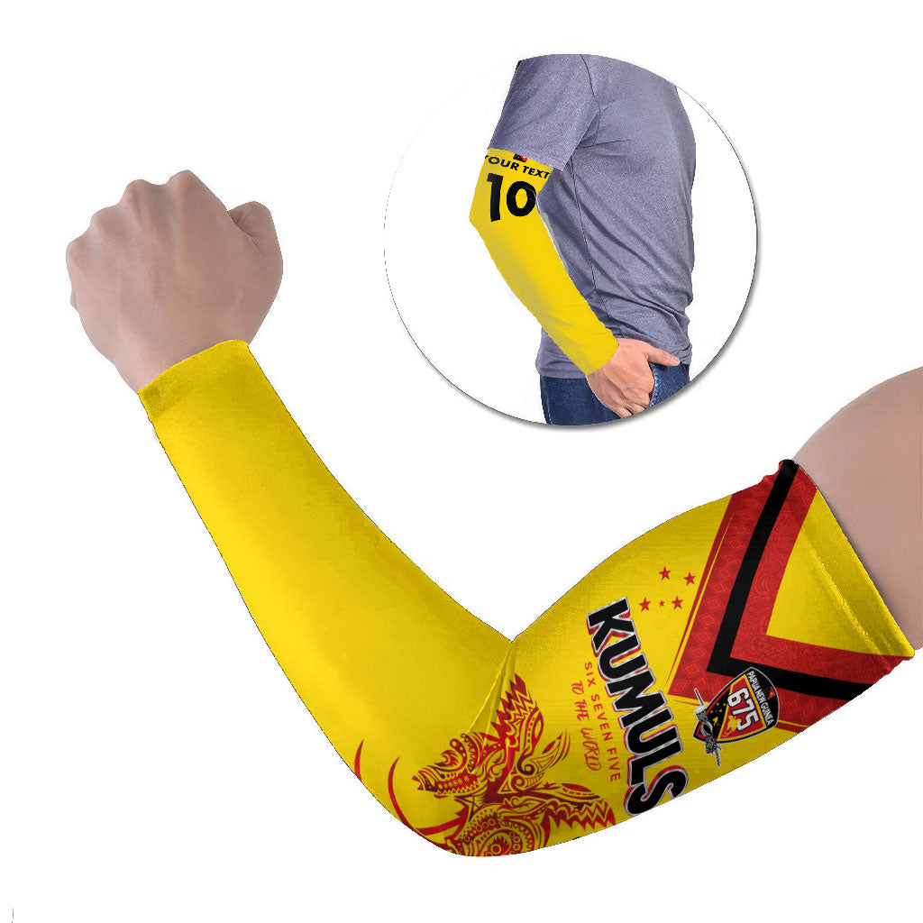 Papua New Guinea Rugby Custom Arm Sleeves Six Seven Five to The World - Melanesian Pattern LT03 Set of 2 Multicolor - Polynesian Pride